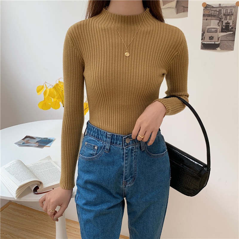 XIAOZHAINV Sweater Knit Wanita Korean Style Lengan Panjang 8A42