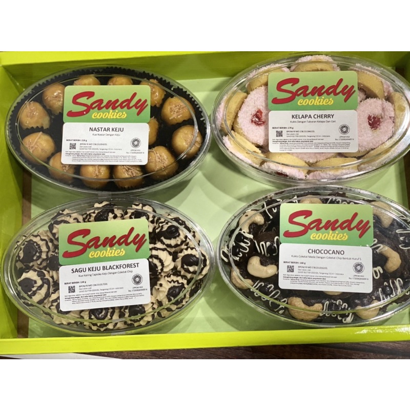 Paket Lebaran Sandy Cookies Hijau Toples Oval Isi 4