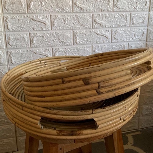 Tray Rotan / Tray Bulat / Nampan Rotan / Baki Minum & Makan