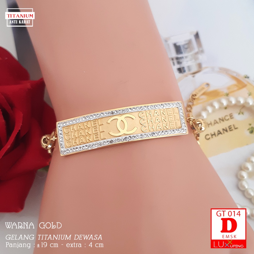 GT 014 Gelang Titanium Dewasa Gold Rose Gold Bola Boba Tiga Layer Gelang Anti Karat Selamanya Luxx Xuping