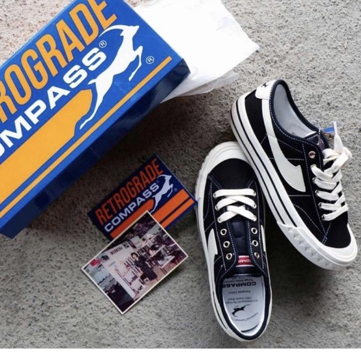 Top Produk.. [100% Original] Sepatu Compass Retrograde Low High Black white / Cream / Blue Gum / Whi