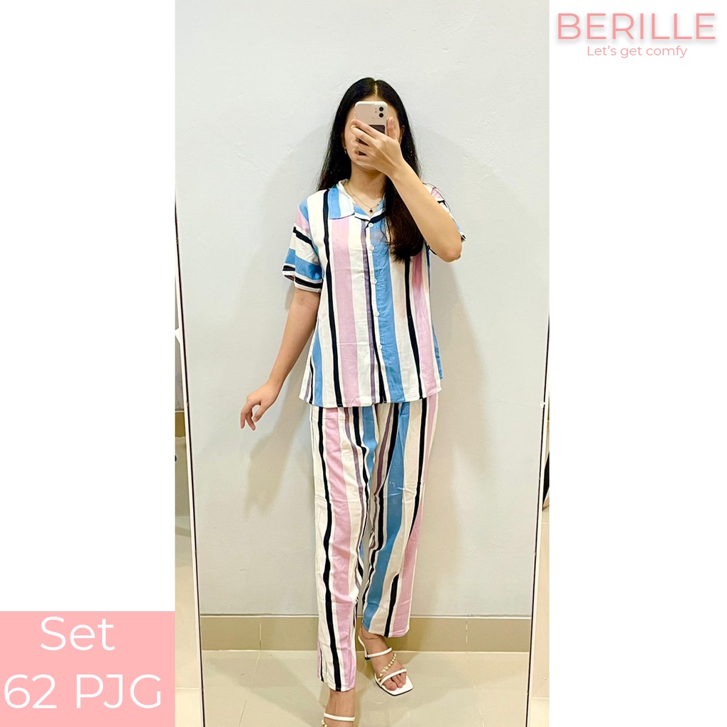 Piyama set Rayon Wanita / Setelan Piyama Wanita Motif / Piyama Rayon Viscose /  Piyama Motif Rayon Viscose Premium Termurah /Piyama Wanita Dewasa / Pajamas / Baju Tidur Wanita / Piyama setelan rayon viscose  (COD)-Set 62 PJG