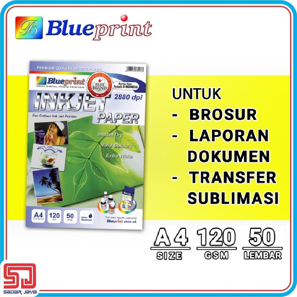Blueprint Inkjet Paper A4 120 gsm Kertas Transfer Sublimasi