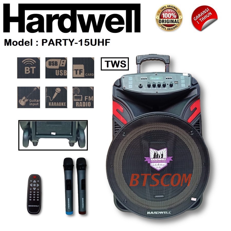 Speaker Aktif Portable Karaoke HARDWELL Party 15 UHF 15 inch Wireless