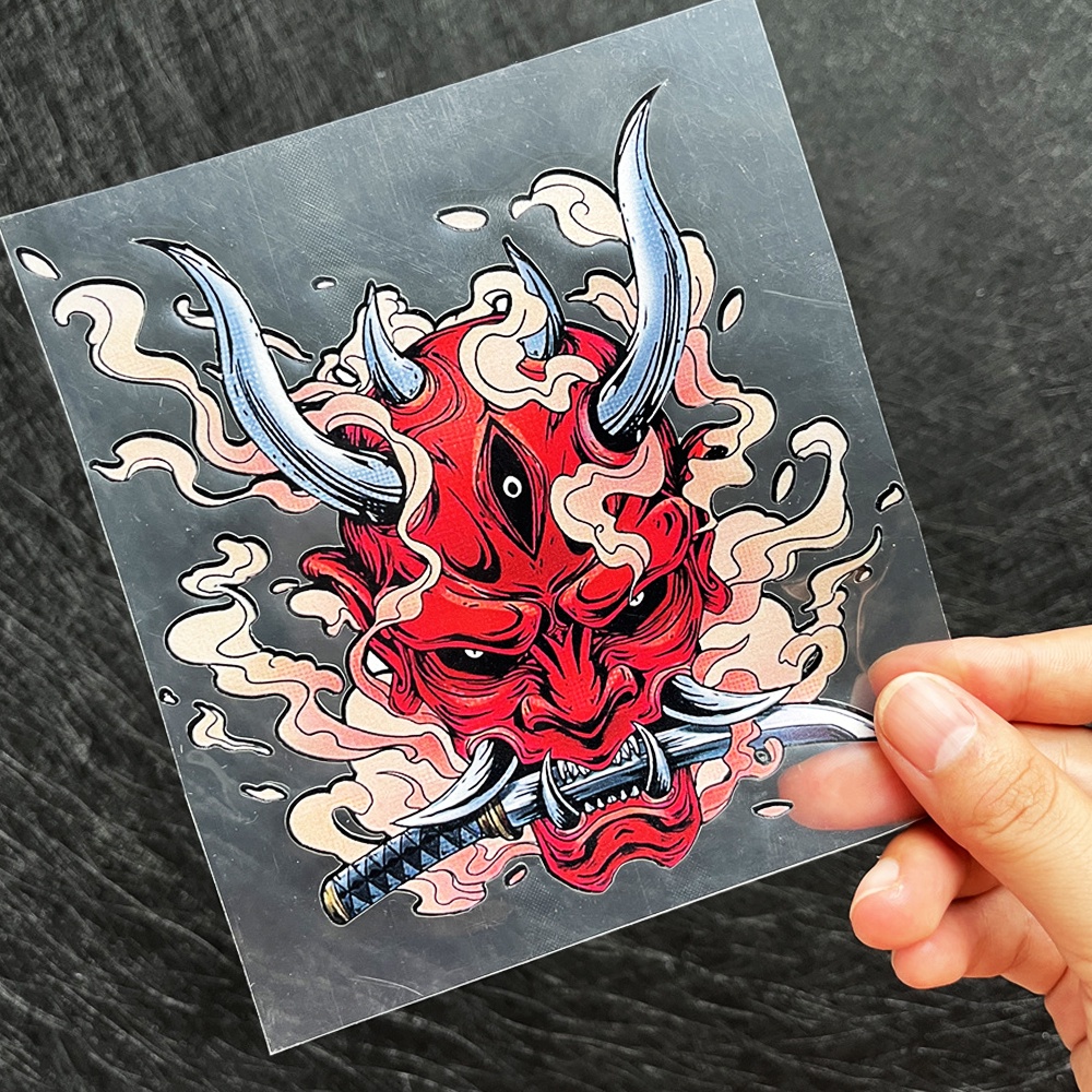 Stiker Reflektif Motif Anime Samurai Jepang Warna Hitam Tahan Air Untuk Sepeda Motor / Laptop / Mobil