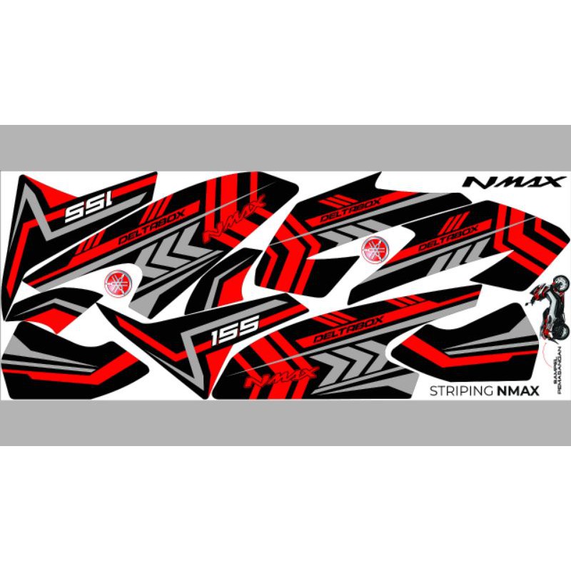 stiker striping nmax semi full kombinasi warna merah