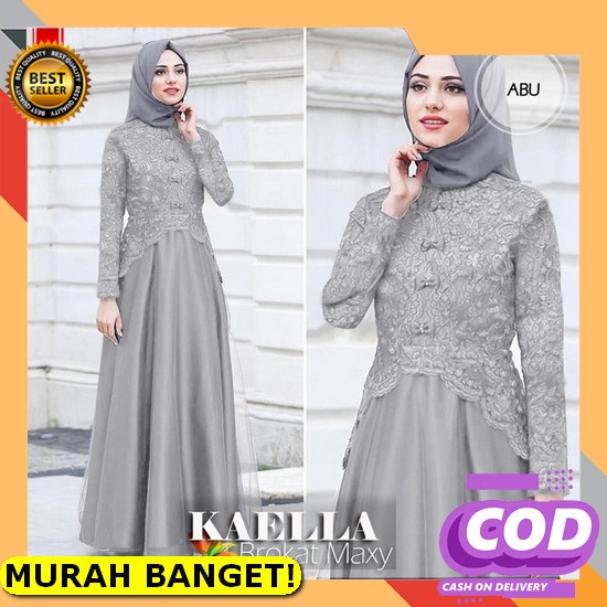 Baju Gamis Dress Pesta Kondangan Brokat Mewah Jumbo Elegan Terbaru 2022 Gamis Lebaran Pengajian Mura