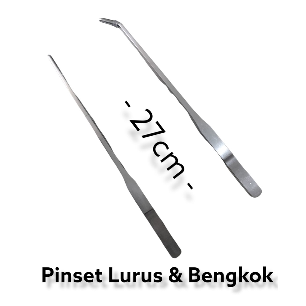 ORIGINAL PINSET STAINLESS LURUS/BENGKOK UNTUK AQUASCAPE DAN AQUARIUM PANJANG 27CM