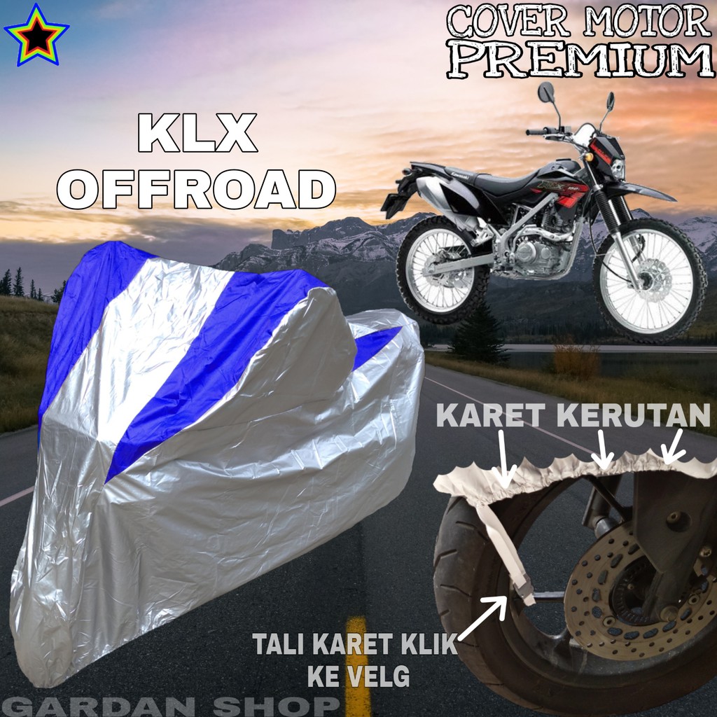 Sarung Motor KLX OFFROAD Silver BIRU Body Cover Penutup Motor Klx Offroad PREMIUM