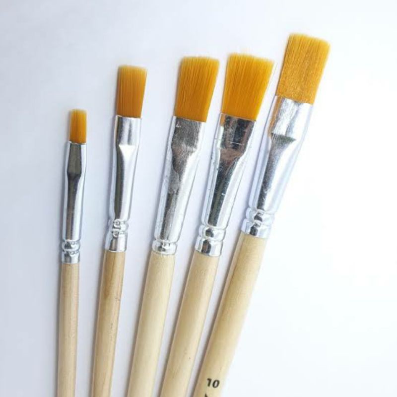 

SHINING 579 A FLAT NYLON PAINT BRUSH KUAS LUKIS NILON BULU RATA KUNING EMAS