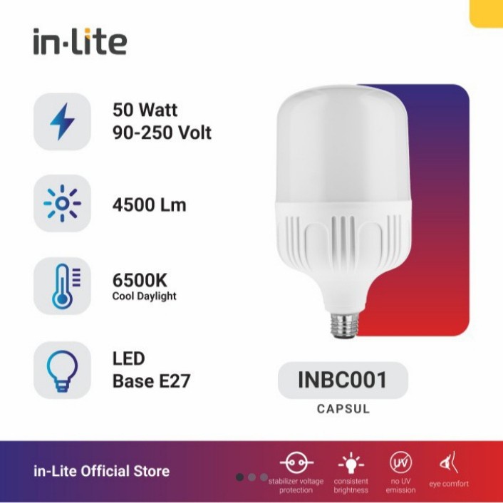 LAMPU LED BULB CAPSULE INLITE 50W 50 WATT - INBC001