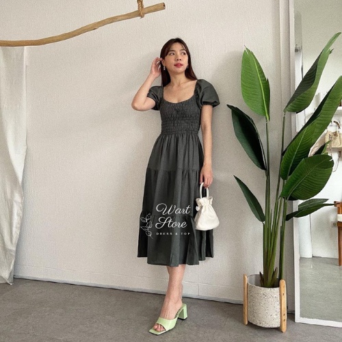 DREES GHINA Dress Dres Wanita korea A Line Bodycon Maxi pesta Party Style Jumbo big size sabrina