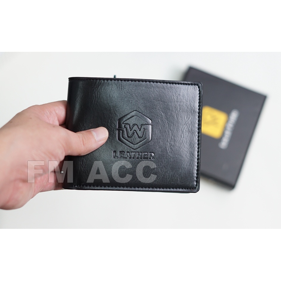 TERBARU Dompet Lipat WG LEATHER/Dompet Pria Keren-Hitam