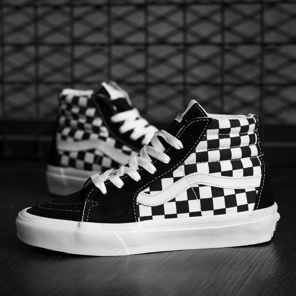 VANS SK8-HI CHECKERBOARD BLACK/WHITE CLASSIC ORIGINAL 100%