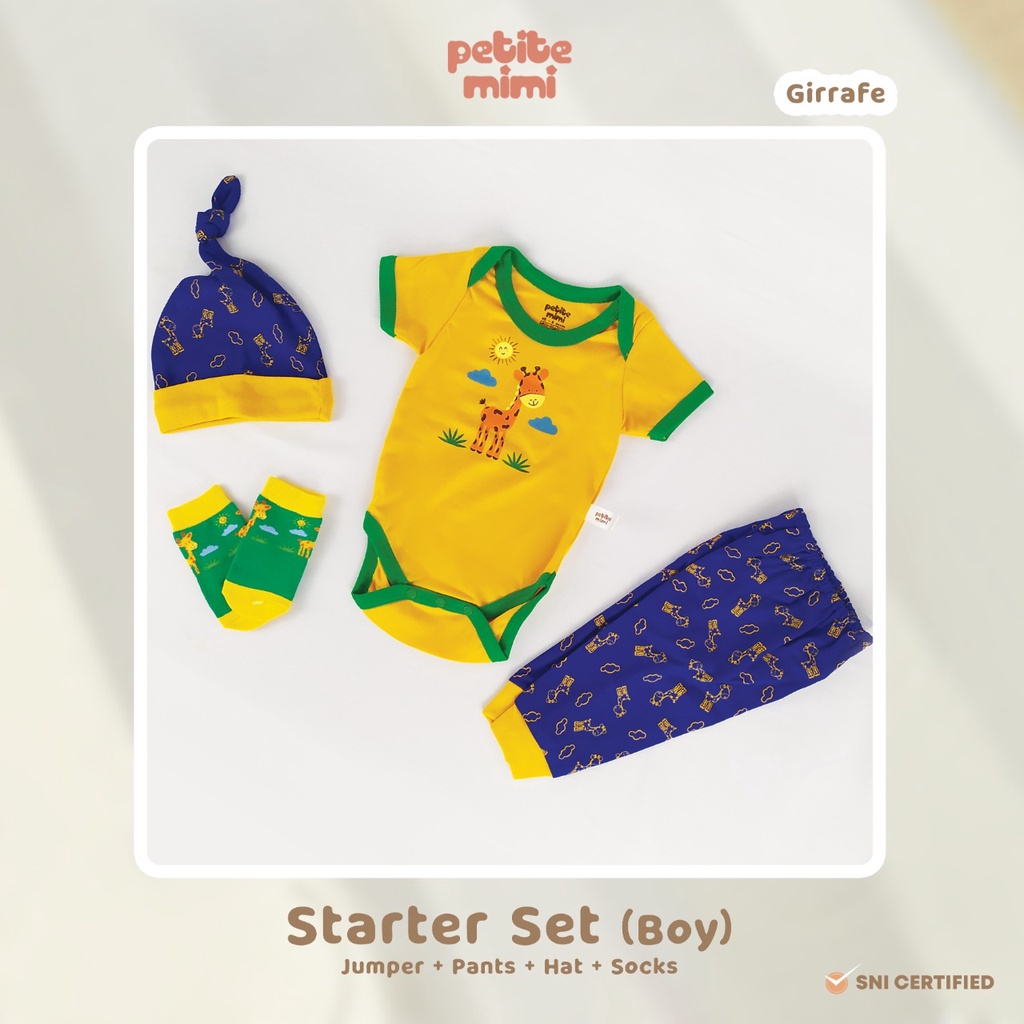 Petite Mimi Starter Set 4in1 Baby Boy Jumper Set Bayi Laki - Laki