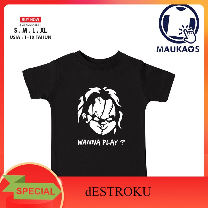 dESTROKU Kaos Baju Anak  Chucky The Doll Kaos Horor