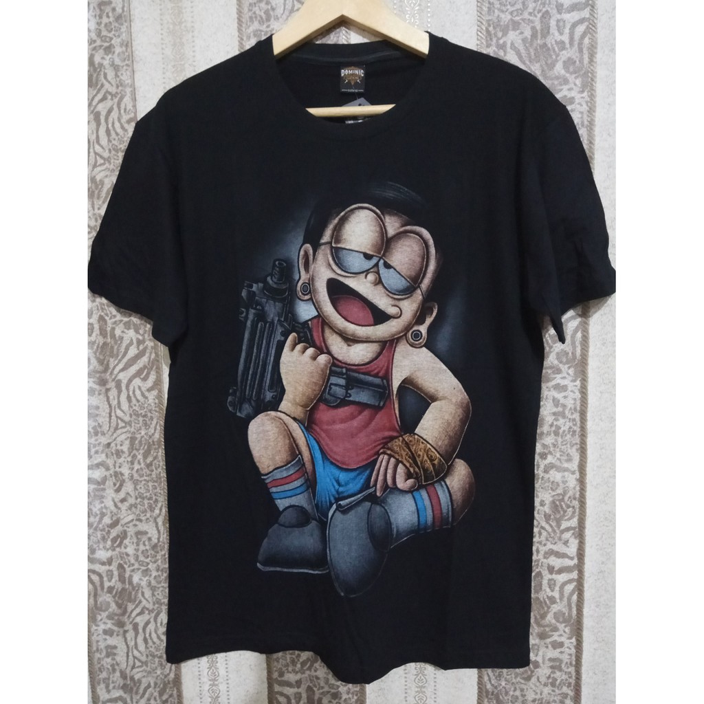 KAOS DISTRO HITAM NOBITA PISTOL UNTUK PRIA N WANITA