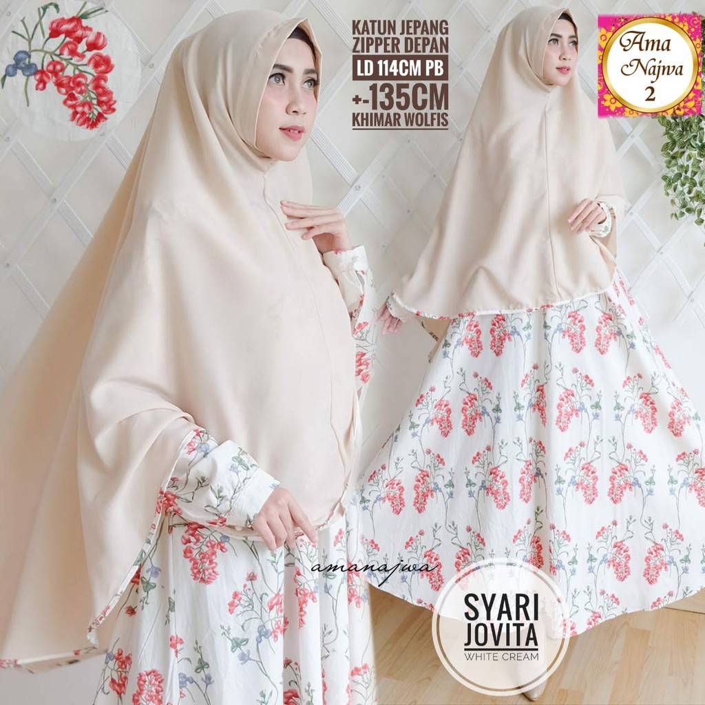 SYARI JOVITA GAMIS KHIMAR MUSLIMAH MOTIF BUNGA