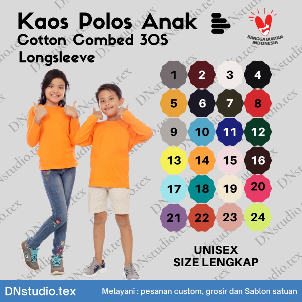 kaos polos anak laki laki lengan panjang | kaos polos anak perempuan lengan panjang | kaos polos ana