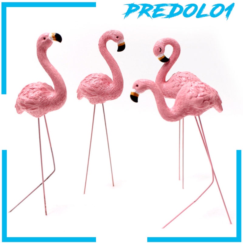 (Predolo1) 4pcs Patung Burung Flamingo Kreatif Untuk Dekorasi Kebun / Teras