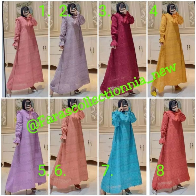 Midi dress / gamis katun bordir /brukat ori By Edness Kayla
