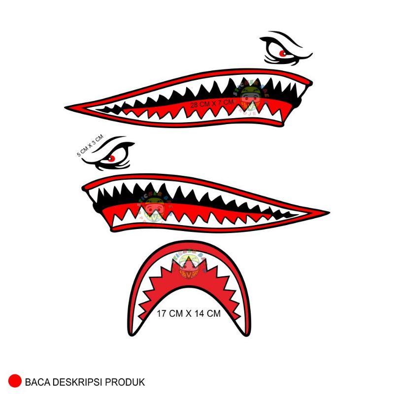 Sticker motor  all matic tangki stiker cutting tumpuk gigi shark 1 set bukan printing