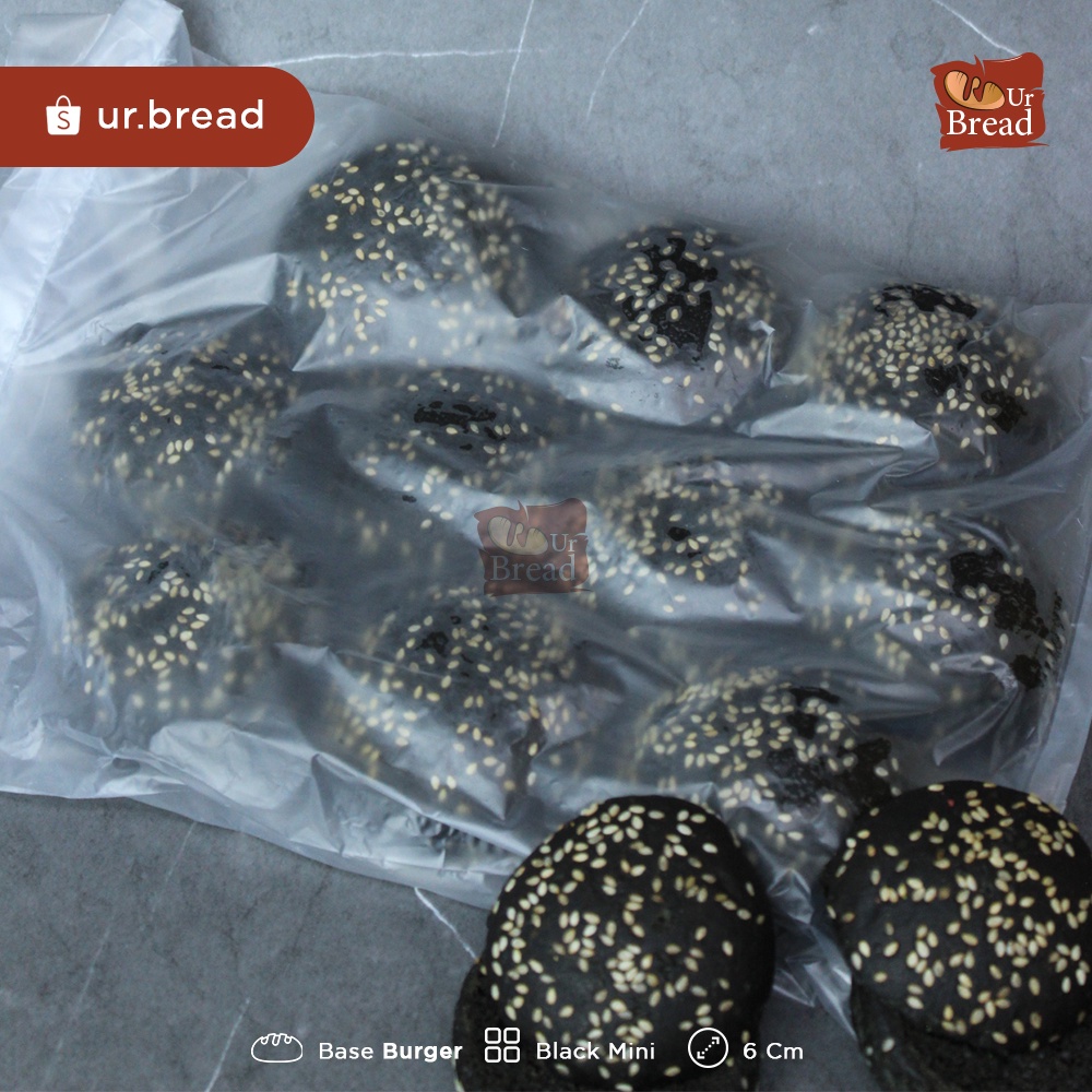 Roti Burger Hitam 6cm isi 10 | Base Burger 6cm Black