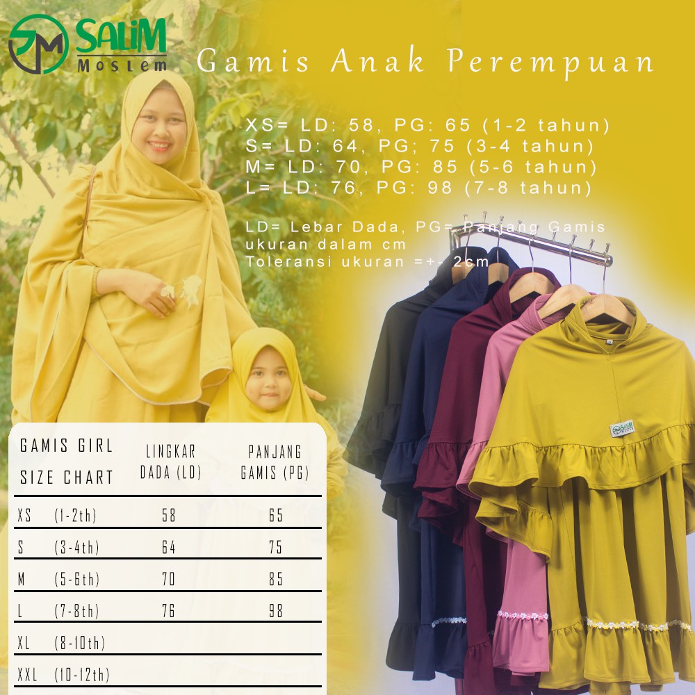 Salim moslem -Gamis anak perempuan / Baju muslim anak perempuan usia 1-8 tahun &quot;SYFA&quot;