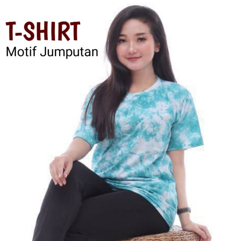 Kaos Wanita Lengan Pendek Baju Perempuan Kasual Motif Batik Abstrak Size Ukuran M L XL Warna Biru Kuning Ungu Merah Hijau Remaja Cewek Tie Dye Kekinian Santai Harga Murah Grosir Bahan Combed Bisa COD