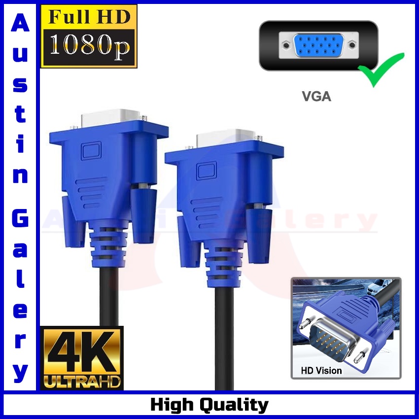 VGA TO VGA Full HD1080P VGA Male TO VGA Male Untuk PC Monitor Laptop HDTV