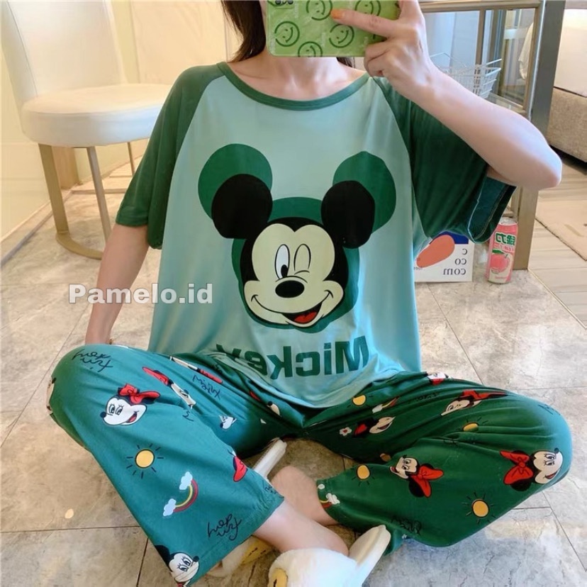 PAMELO Set Piyama Baju Tidur Import/Setelan Cp7 stage 2/Korea Style Baju Tidur Murah/Setelan Spandek Import/importir Baju Tidur Baju Import CP Viral