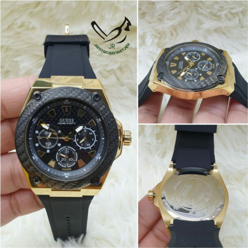 JAM TANGAN GUESS CRONO TALI RUBBER KUALITAS ORIGINAL