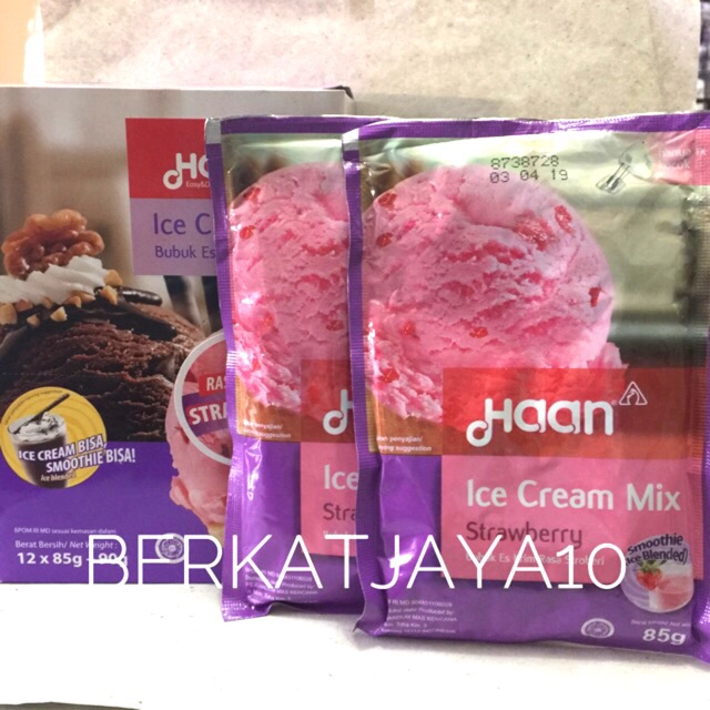 

Haan Ice Cream Mix Strawberry bubuk es krim Stroberi 85 gr