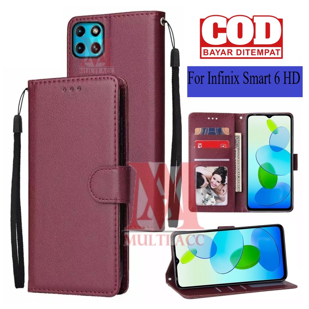 INFINIX SMART 6 HD Leather Flip Cover Wallet Case Kulit - Casing Dompet Case Wallet Leather Flip Cas