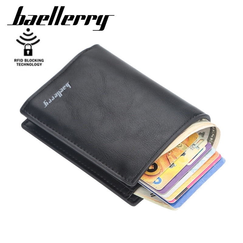 Dompet Kulit Pria Dompet Kartu &amp; Uang Rfid Ada Boxnya Baellerry K9112