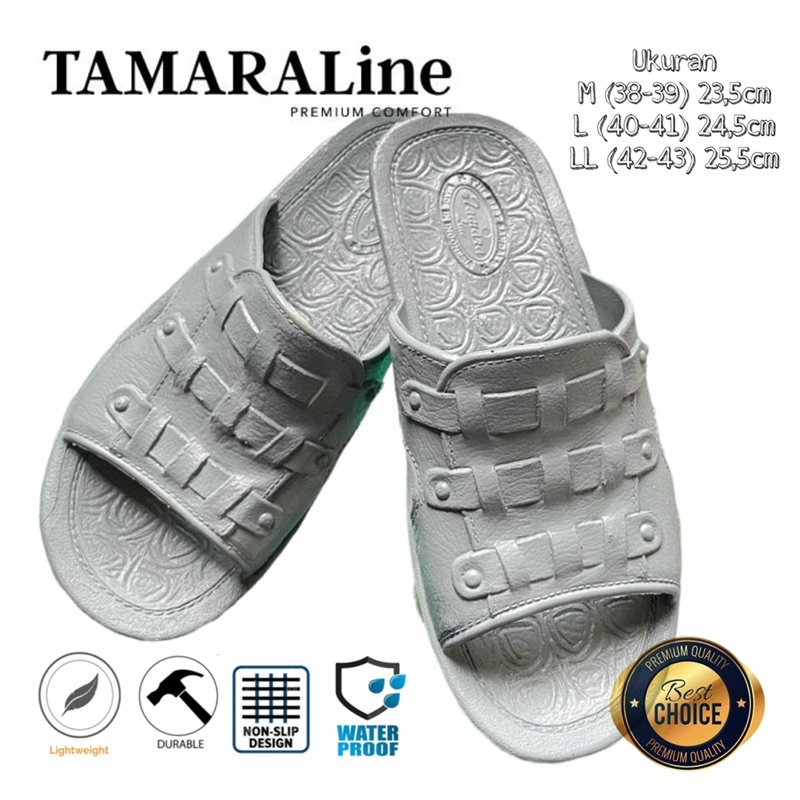 Sandal Selop Slide Slip on Karet Pria Dewasa / Remaja - TAMARALINE 135 / Bahan Premium Lentur Empuk Ringan Kuat Anti Slip Anti Air Model Sandal Casual Santai Rumah Hotel Outdoor Kamar Mandi Murah Original