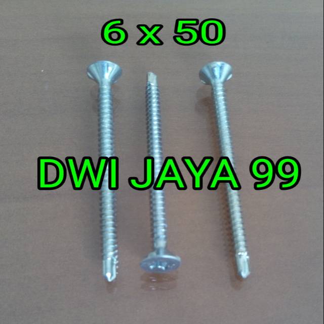 100 pcs 6x50 sekrup drilling sds fh jf roofing grc kalsiboard