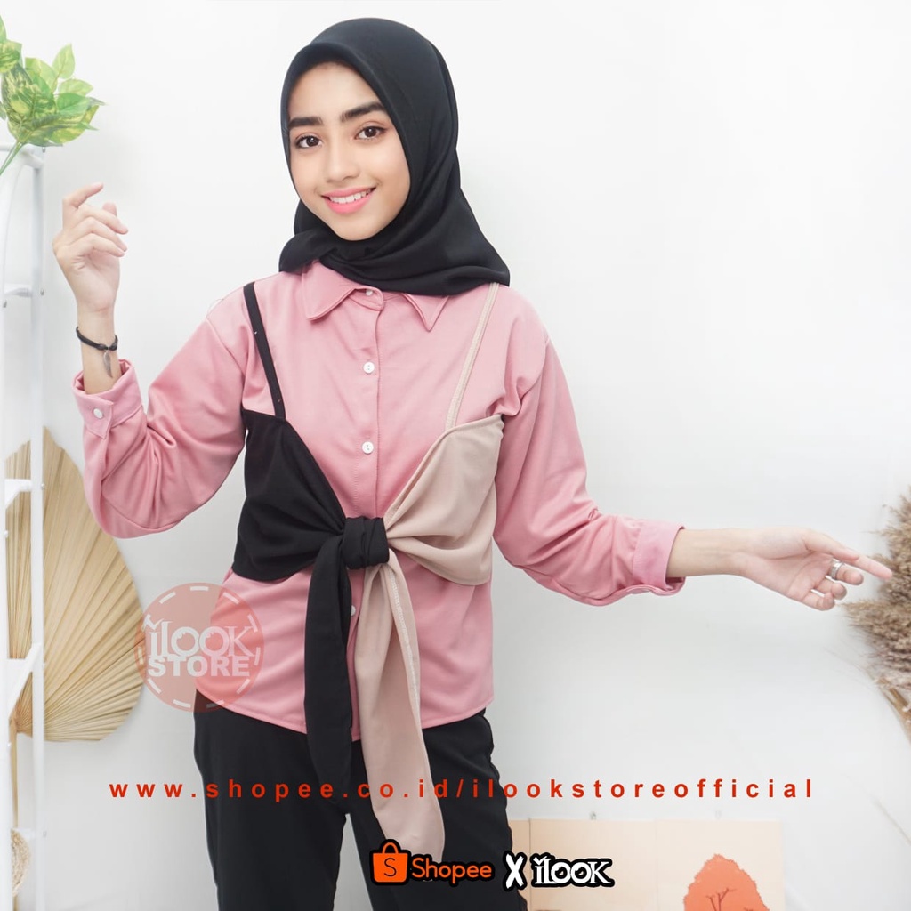 ilook | Rosi Top | Atasan Blouse Rosi | Magnolia Top | Blouse Muslim Korean Style-ROSI TOP - DUSTY
