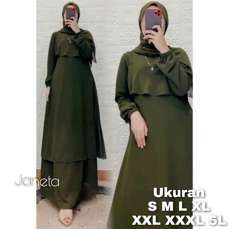 Premium Series JANETA DRESS Gamis Ceruty Babydoll Polos Big Size Ukuran Size S M L XL 2XL 3XL 4XL XXL XXXL  XXXXL 2L 3L 4L 5L  Dress Wanita Jumbo Gamis Big Size Baju Korea Over Size