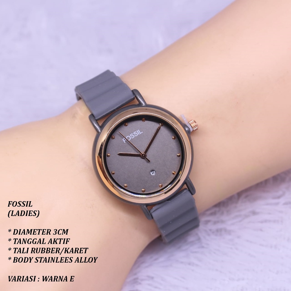 (BISA COD) JAM TANGAN WANITA FASHION TALI RUBBER BODY BULAT TANGGAL AKTIF