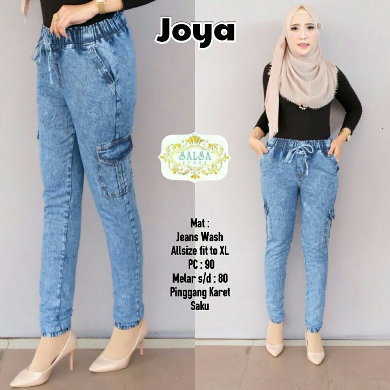 JOYA Pant Jeans matt jeans wash Allsize fit to xl pinggang karet