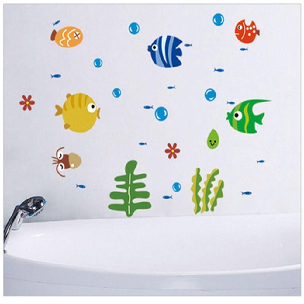 [Elegan] Stiker Dinding Removable Underwater Untuk Kamar Anak Kartun Decal Kamar Bayi Kamar Anak Ikan