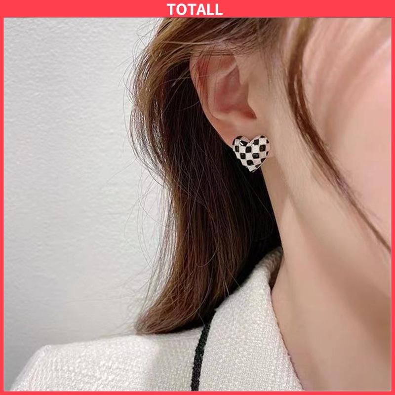 COD Anting Kotak-kotak Cinta Persik Hati Tiga Dimensi Anting Sederhana untuk Semua Wanita-Totall