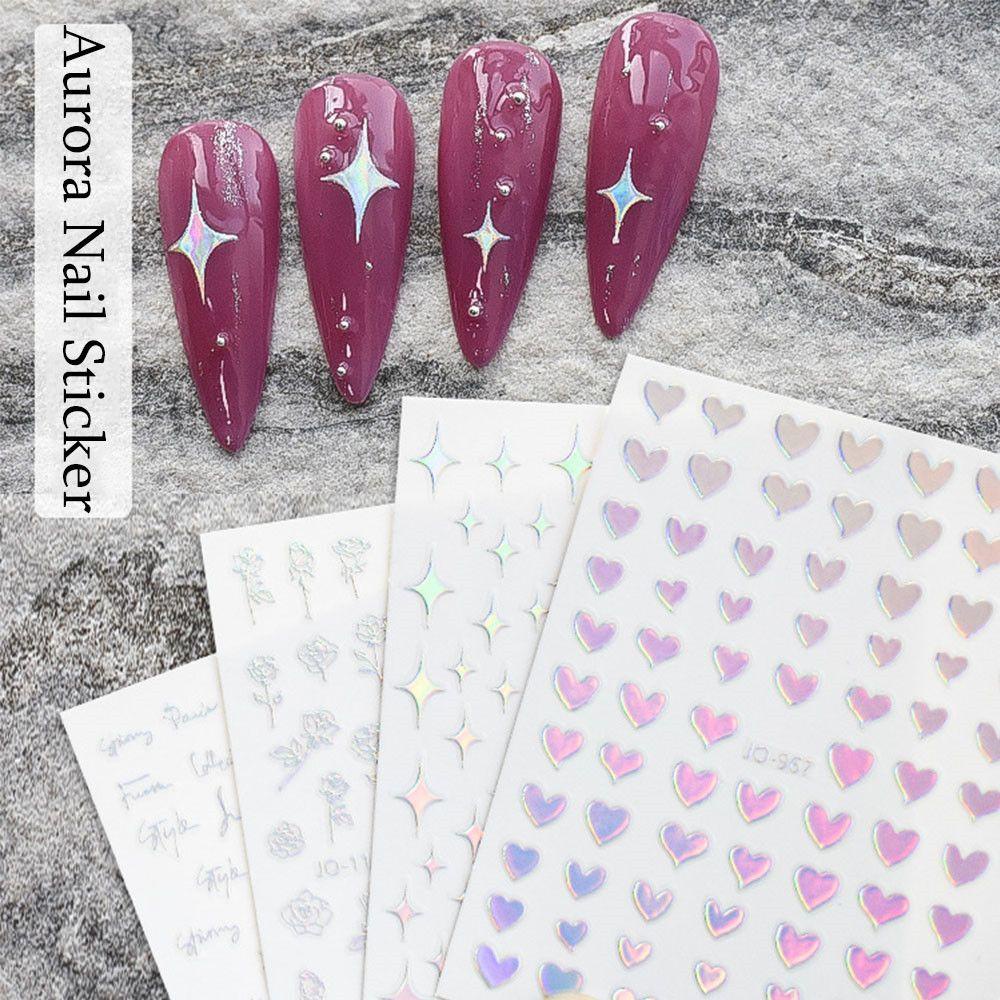 Wonder 1Pc Stiker Nail Art Warna-Warni Manicure Decor Foil Tipis 3D Dekorasi Decals