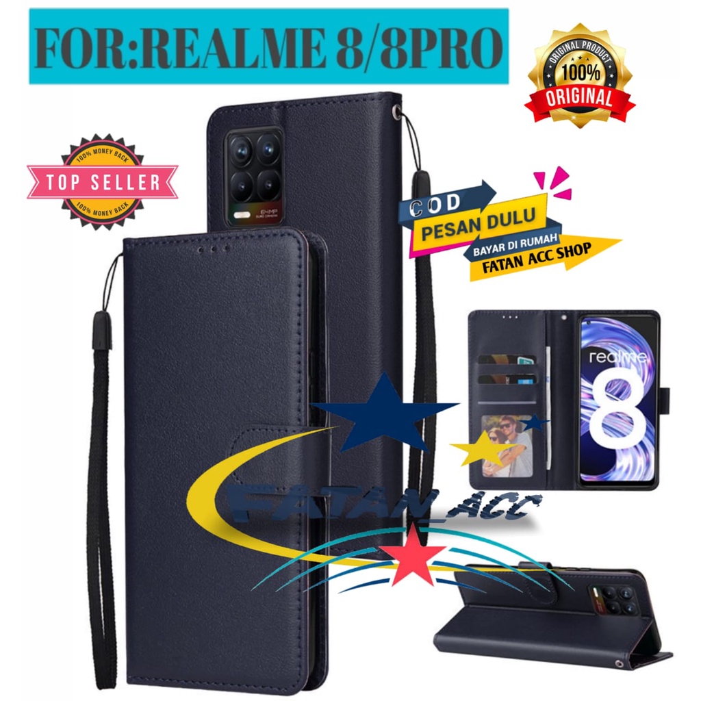 NEW CASE FOR REALME 8/8PRO Walet Leather Flip Case Casing Hape Dompet Kulit Slot Sim Card