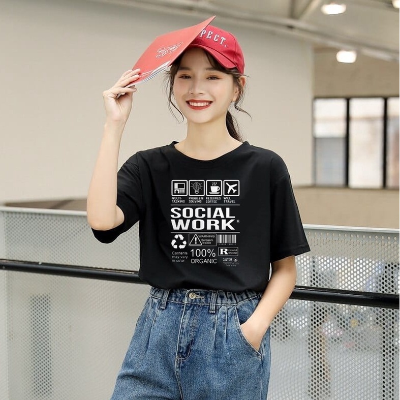 MYSTIQUE.ID-BAJU KAOS SOCIAL WORK  T-SHIRT LUCU DAN AESTHETIC