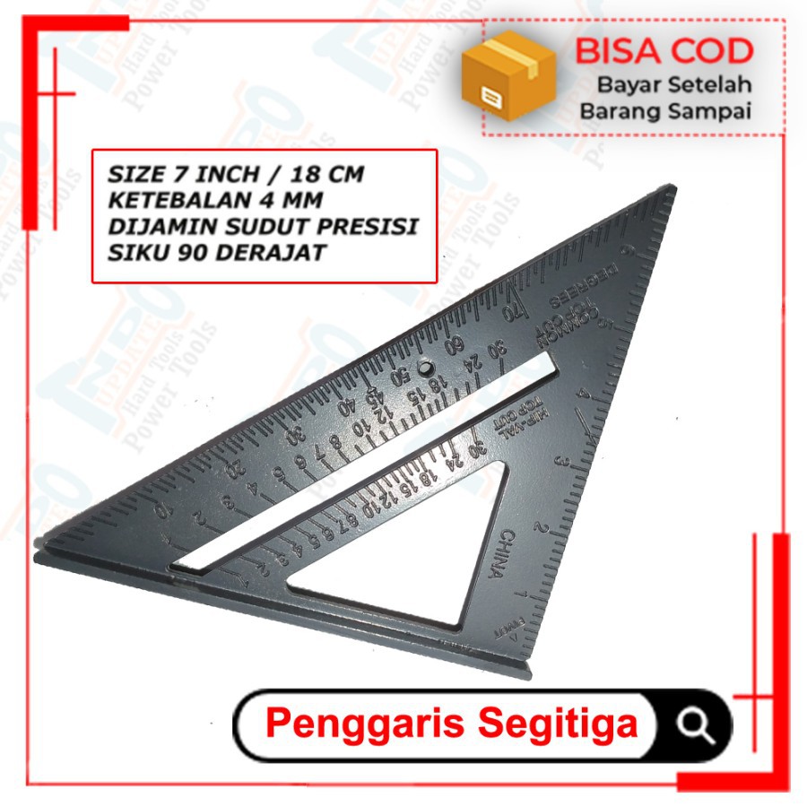 

Rafter Square Speed Square Penggaris siku Segitiga Pasekon Penggaris Tukang 7 Inch