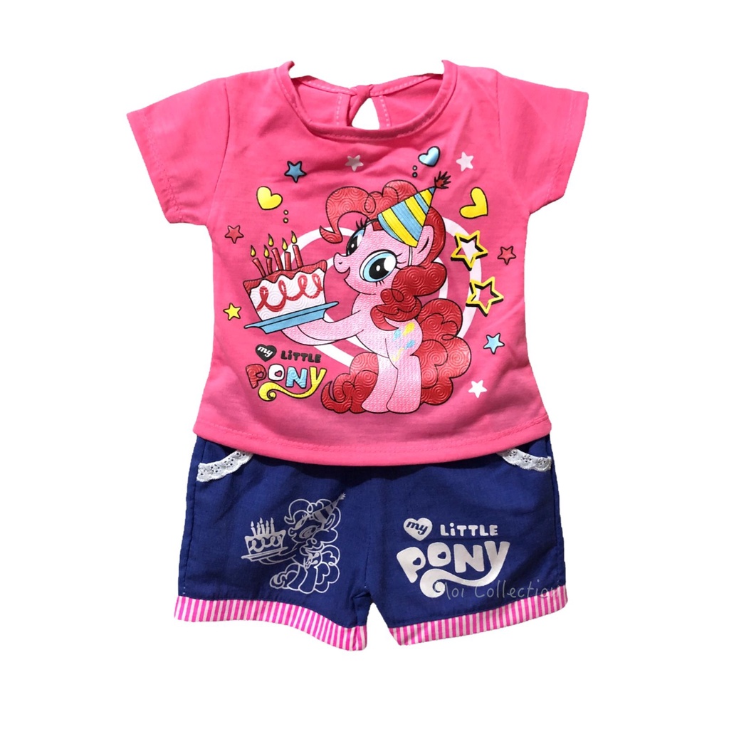 Setelan Baju Celana Bayi Perempuan 3 6 12 bulan Kaos Baru Lahir Kuda Poni Unicorn Murah COD