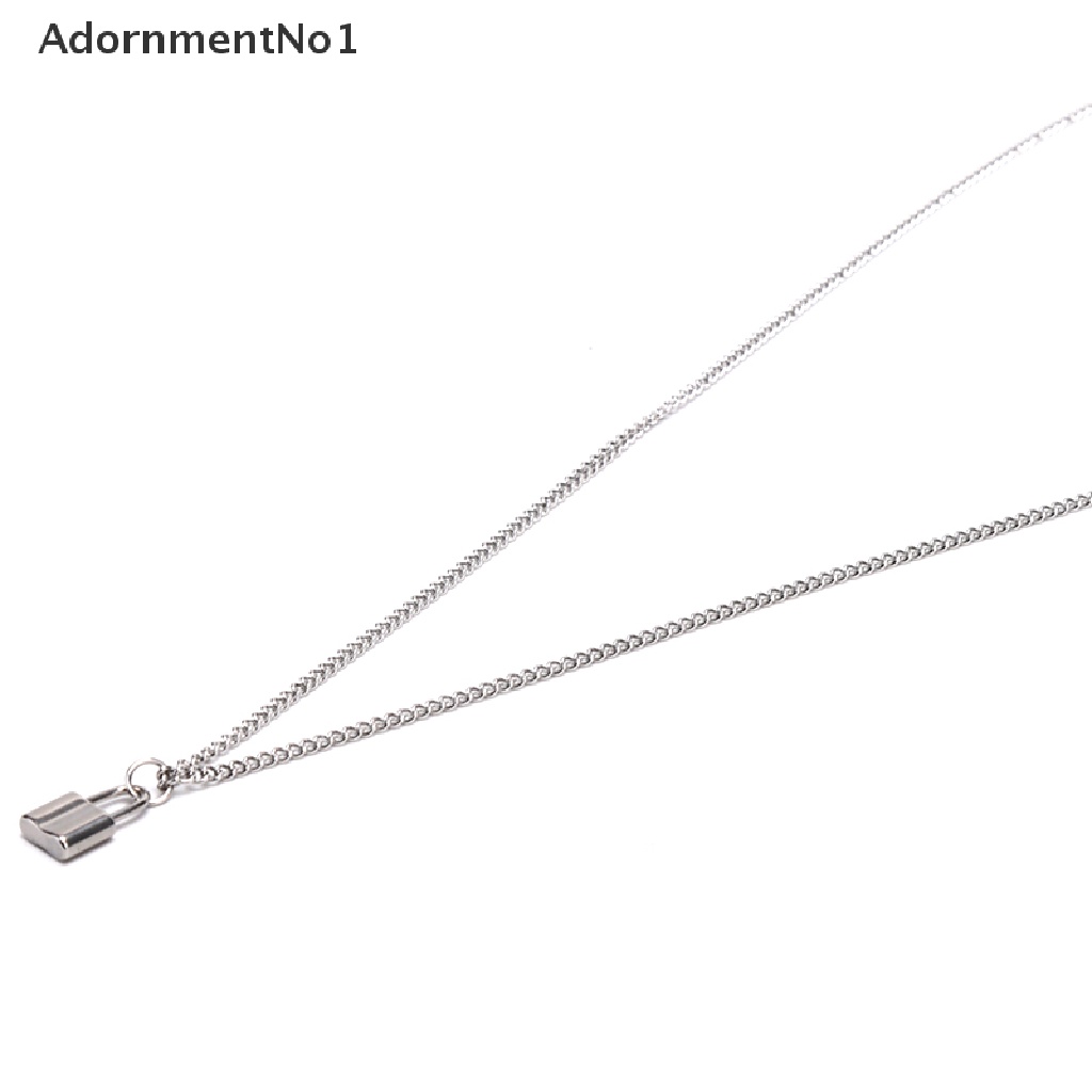 (AdornmentNo1) Kalung Rantai Dengan Liontin Gembok Bahan Stainless Steel Untuk Wanita Charms