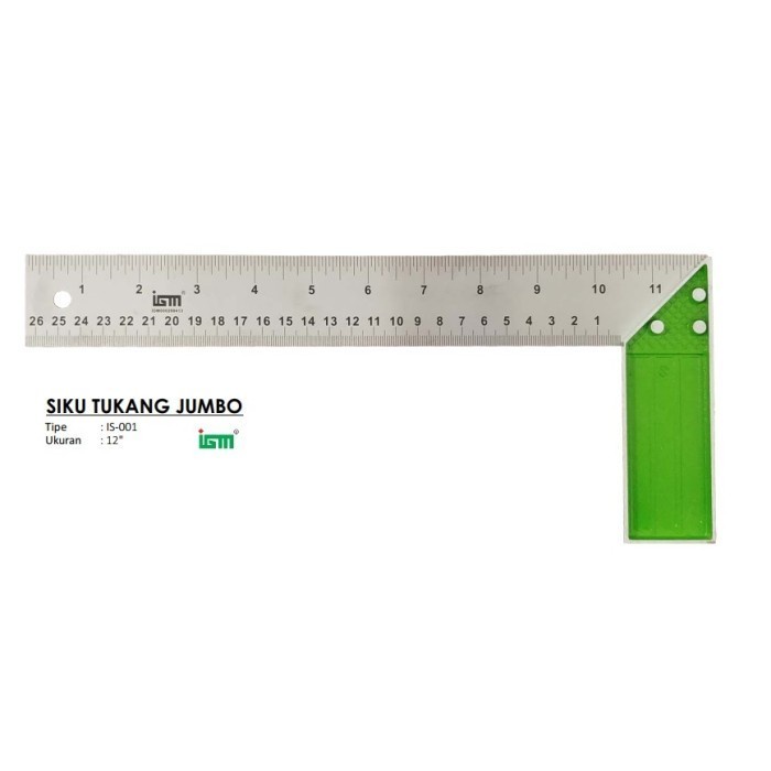 

TERHEMAT IGM IS-001 SIKU TUKANG JUMBO SIKU UKUR PENGGARIS L 12 INCH